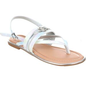 NEW! DKNY Stylish Girls Iridescent White Strappy Sandals – Size 3 NWOT